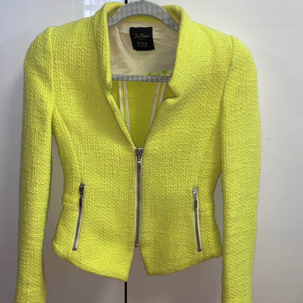 Zara Trafaluc TRF short neon bright yellow blazer